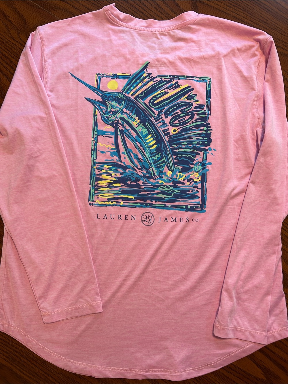 Lauren James Pink Marlin Graphic Long Sleeve Tee